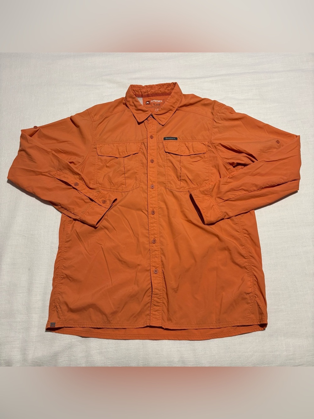 Men’s Simms Guide Series Long Sleeve Button Down Fishing Shirt | Orange | Large